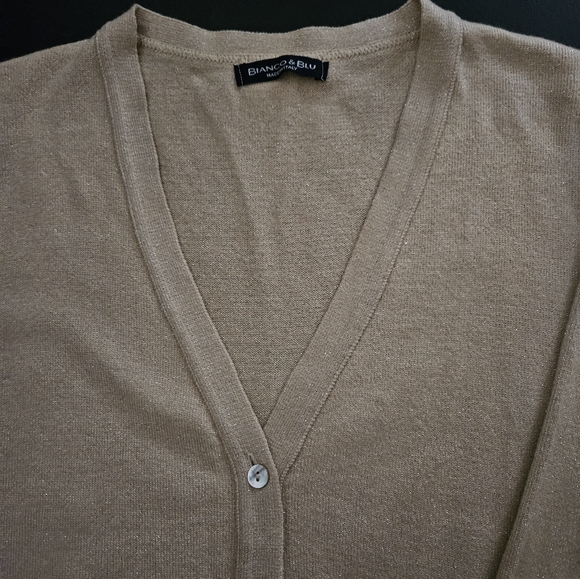 Bianco & Blu Gold Speckled Gold Colored Cardigan - Size XL - NWOT - Picture 5 of 9